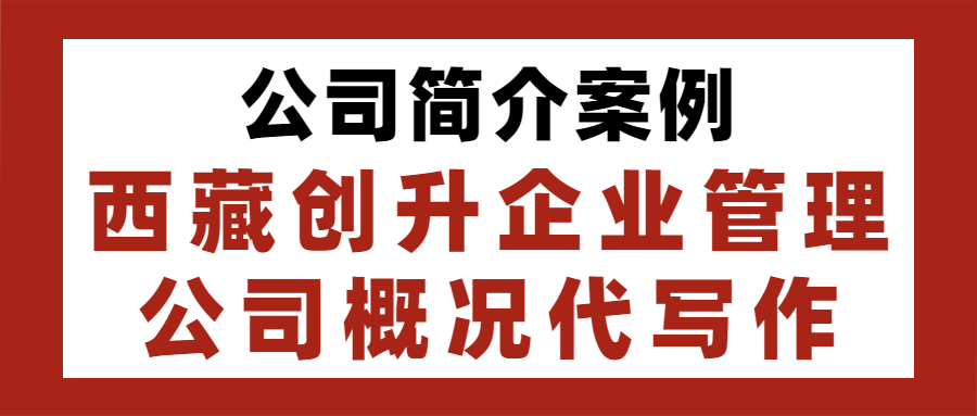 公司简介案例|西藏创升企业管理公司概况代写作