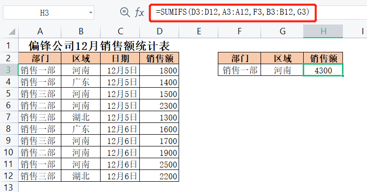 Excel表格函数公式使用介绍|条件求和公式SUMIF和SUMIFS的用法(图2)